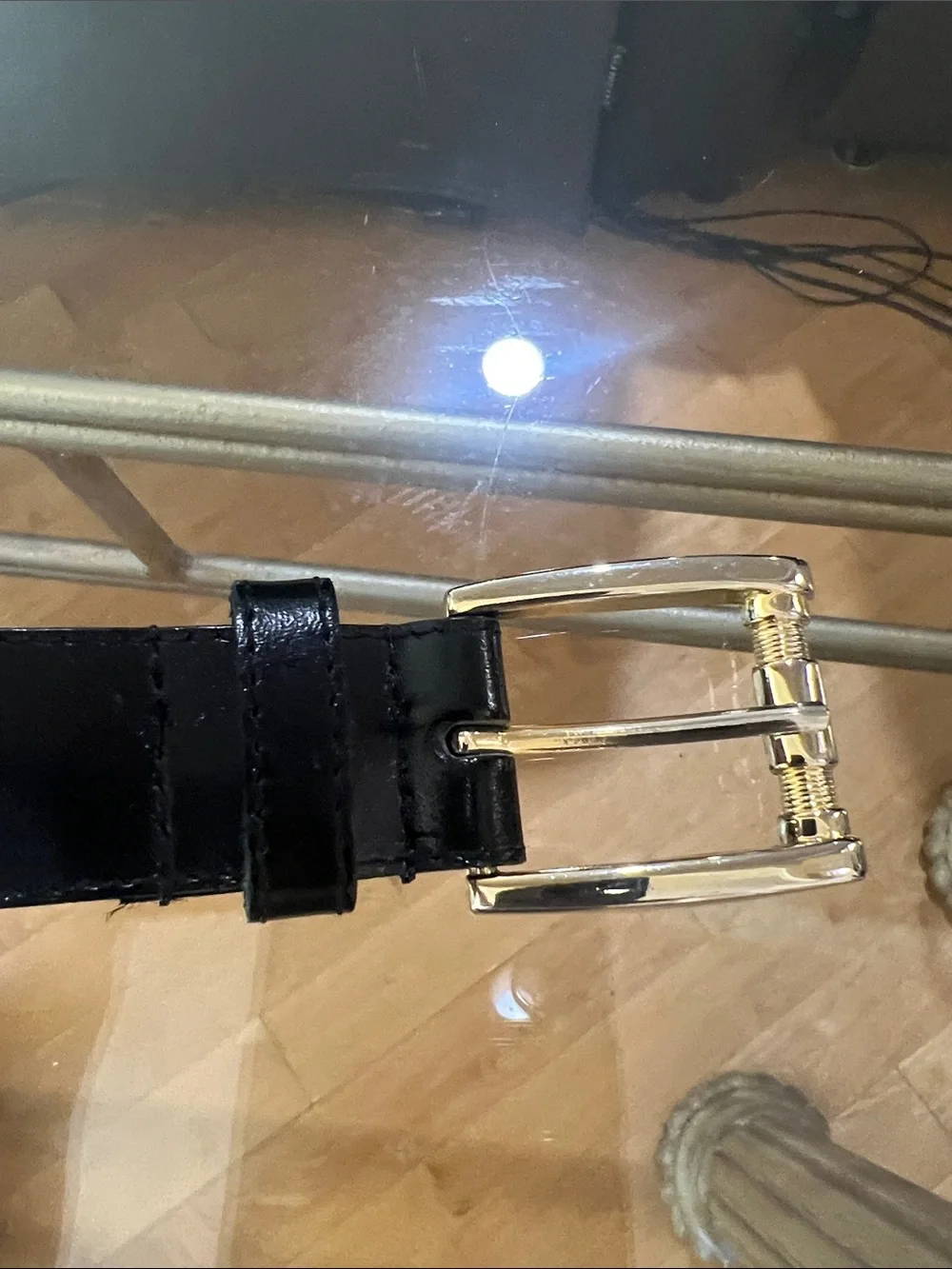Men's Black  Belt with Gold Chain Detail